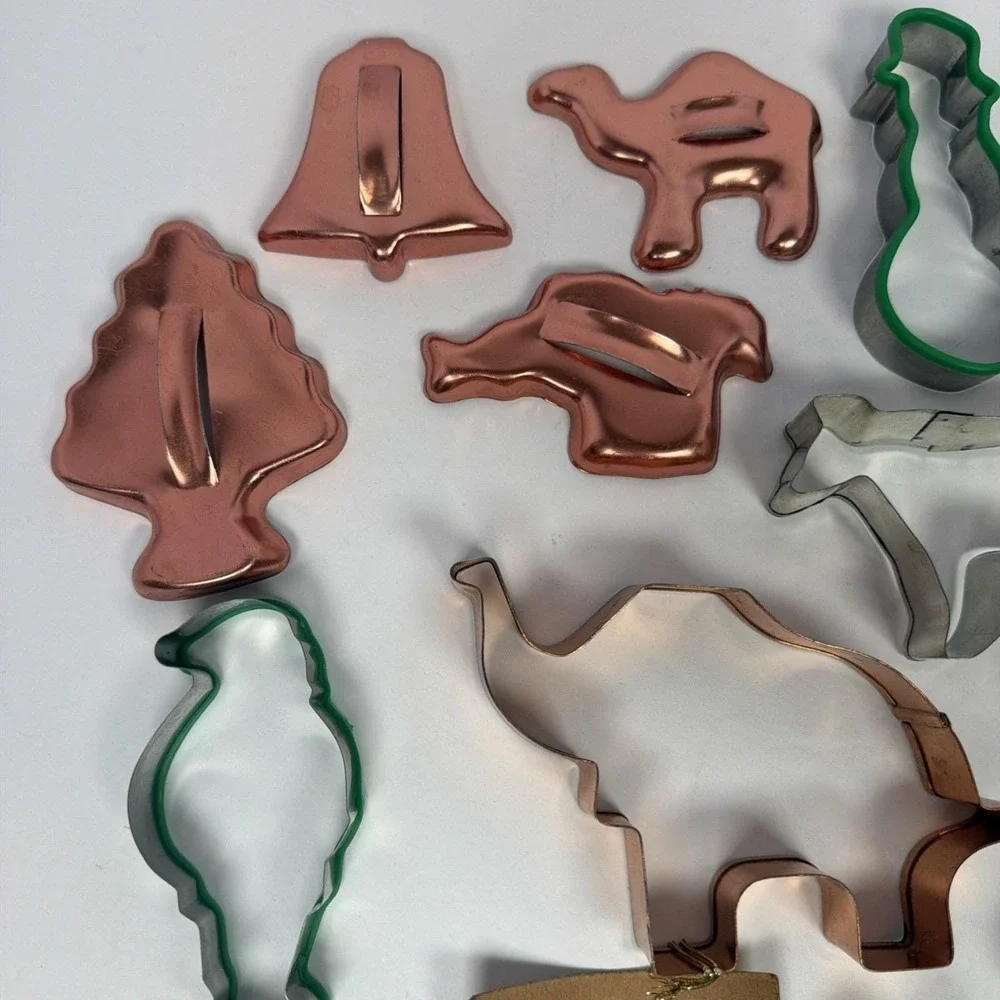 Lot 18 Vintage Cookie Cutters Metal Aluminum Tin Holiday Animal Apple BakingCake